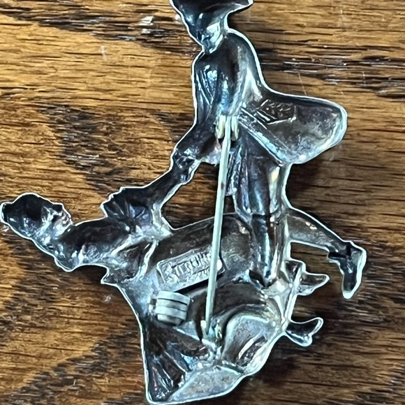 Lang Sterling Silver Dancing Swinging Colonial Couple Pin Brooch vintage joyous - Picture 3 of 9
